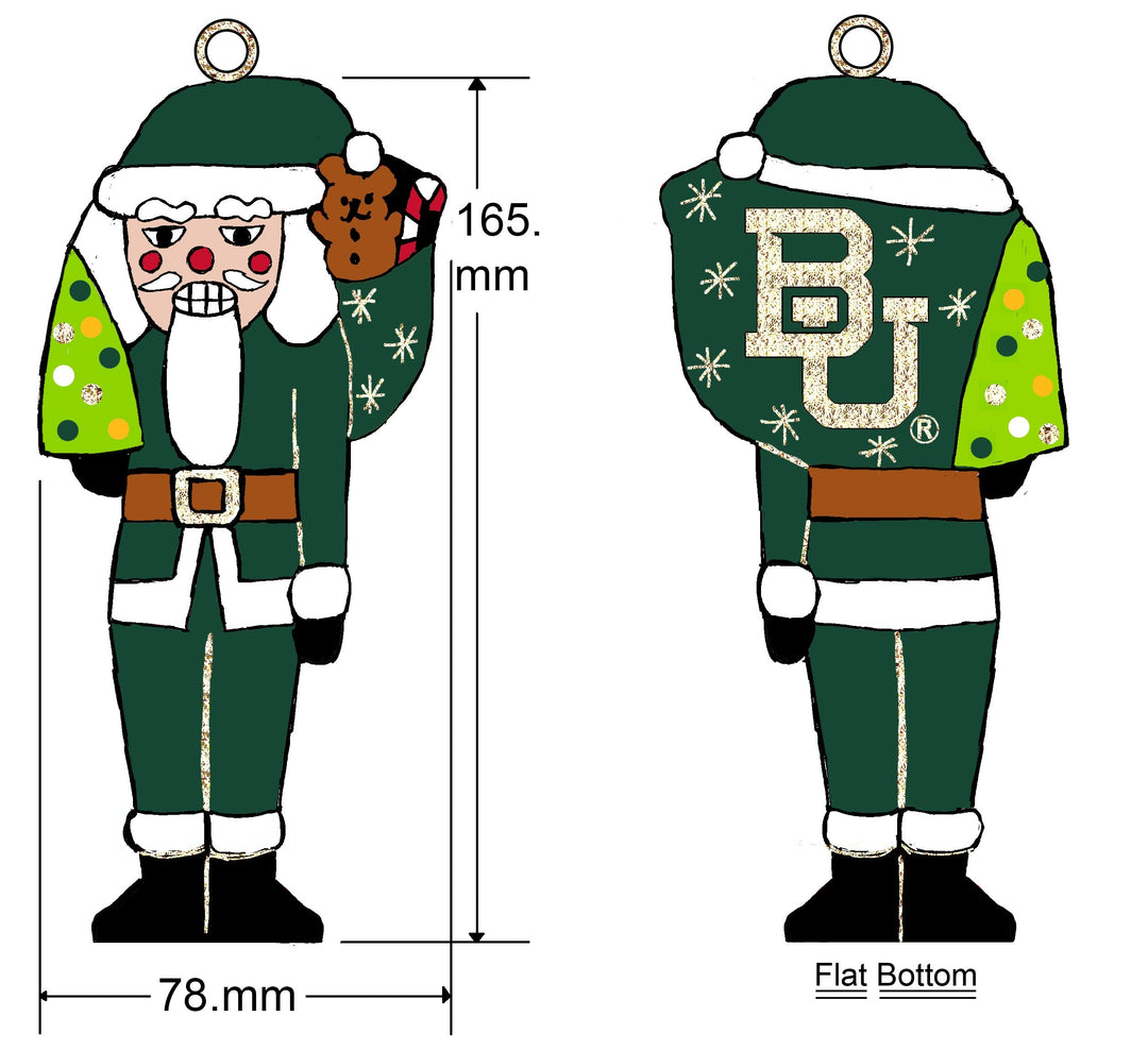 Baylor University Bears Santa Nutcracker Shape Cloisonné Christmas Ornament