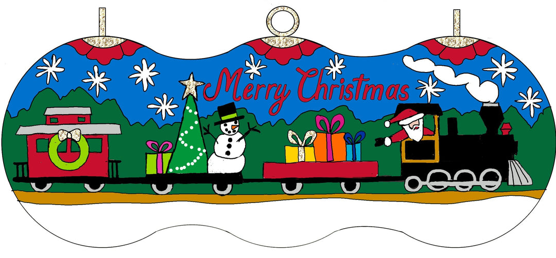 Merry Christmas Train Round Cloisonné Christmas Ornament