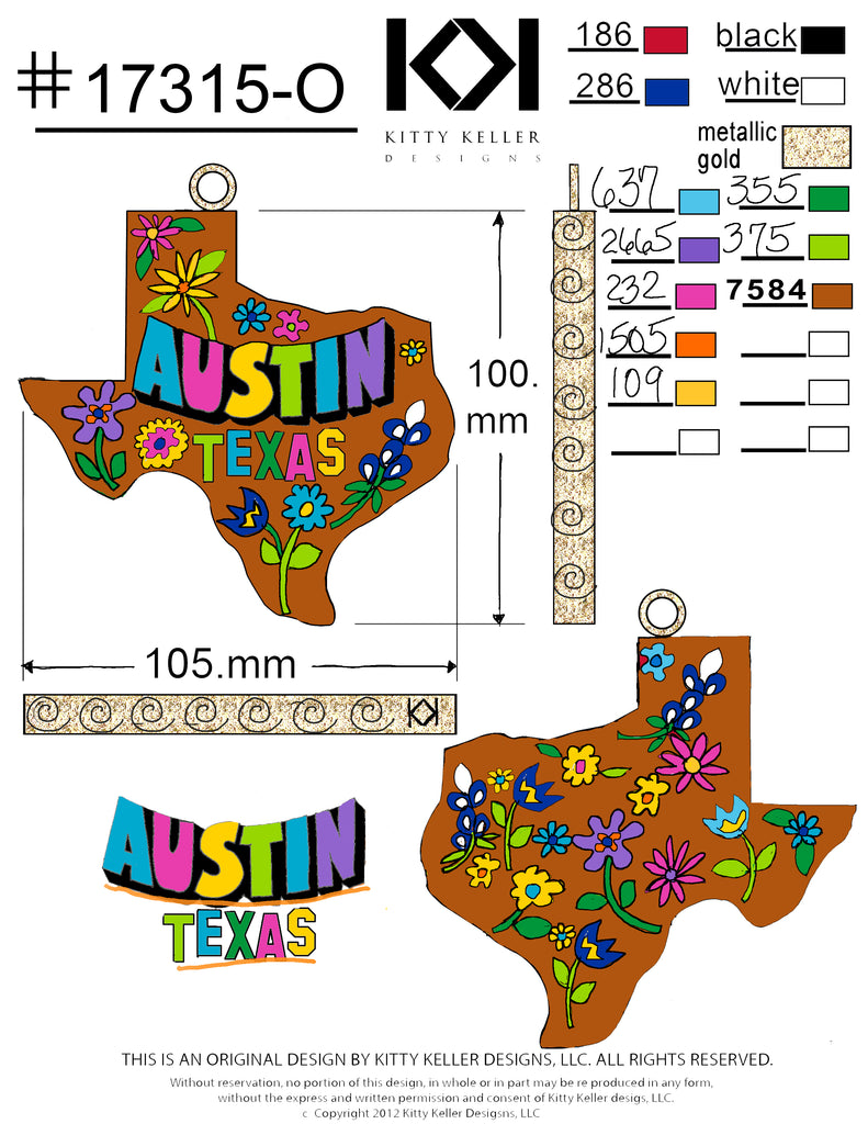 Austin TX Shape With Flowers