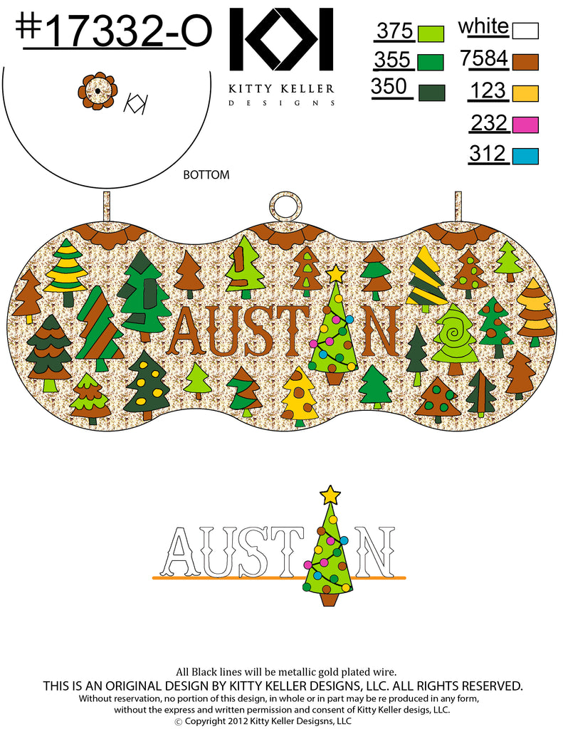 Austin with Scattered Trees- Metallic Gold