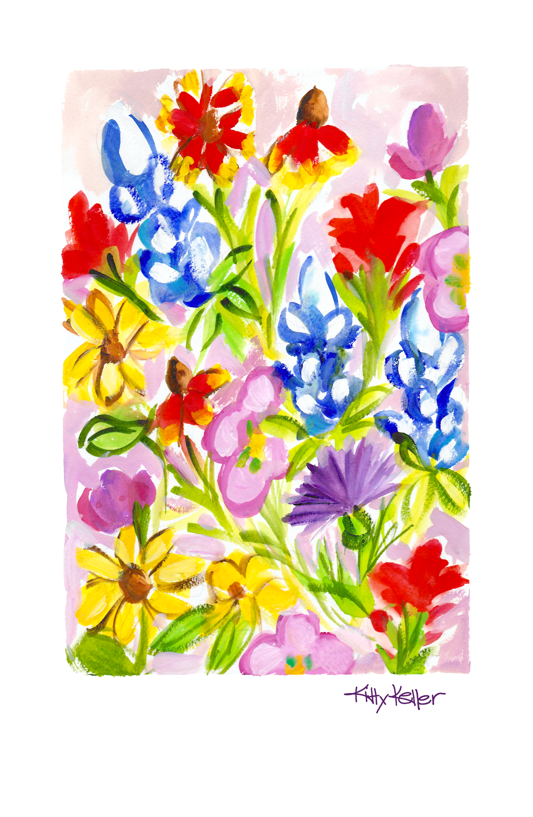 Wildflower Tile - Pink Giclee Print