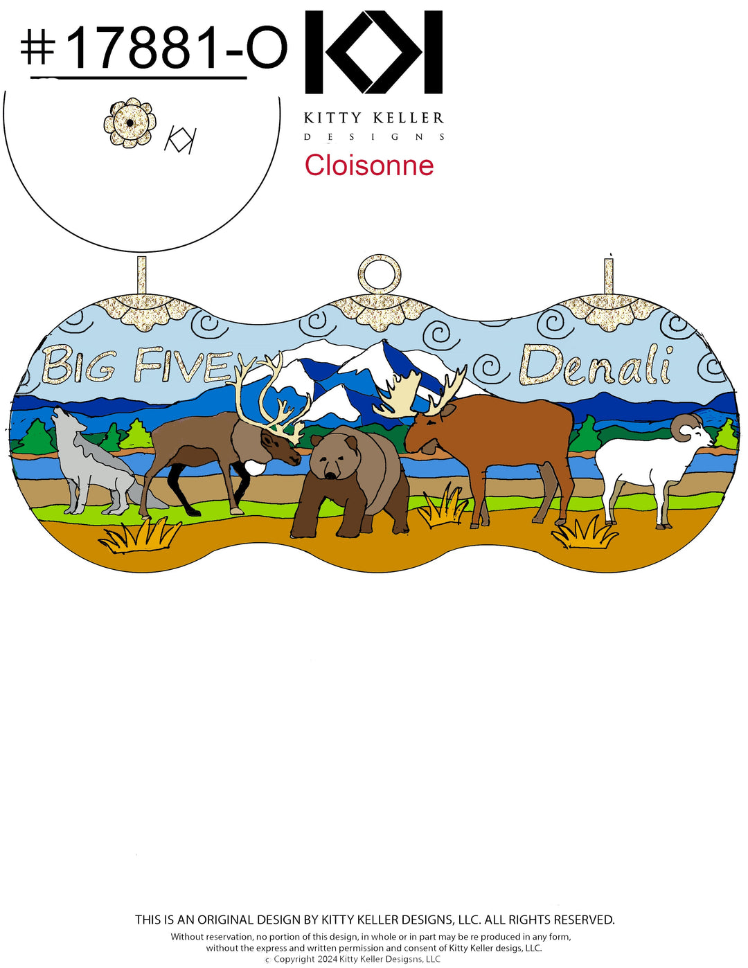 Denali Big Five Cloisonné Christmas Ornament