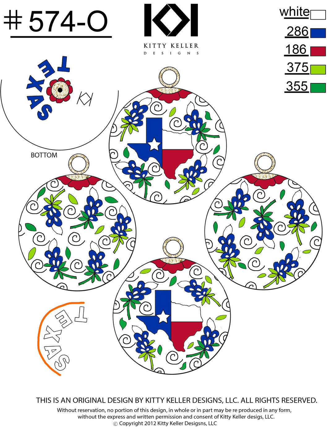 Texas Shape with Flag Inside and Bluebonnets all over - Round