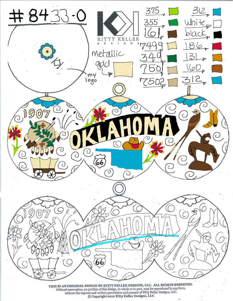 Oklahoma themed ornament - white