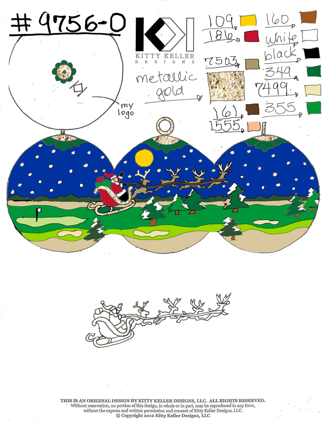 Santa Flying Over Golf Course