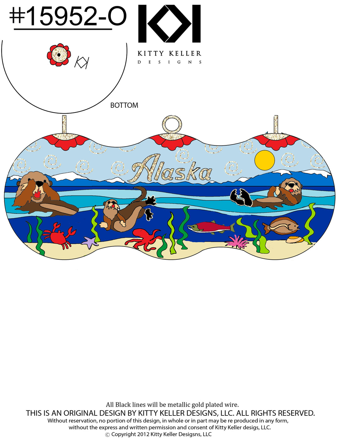 Alaska Sea Otters Cloisonné Christmas Ornament