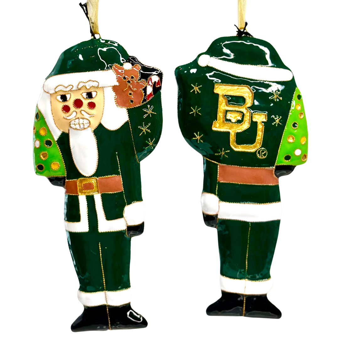 Baylor University Bears Santa Nutcracker Shape Cloisonné Christmas Ornament