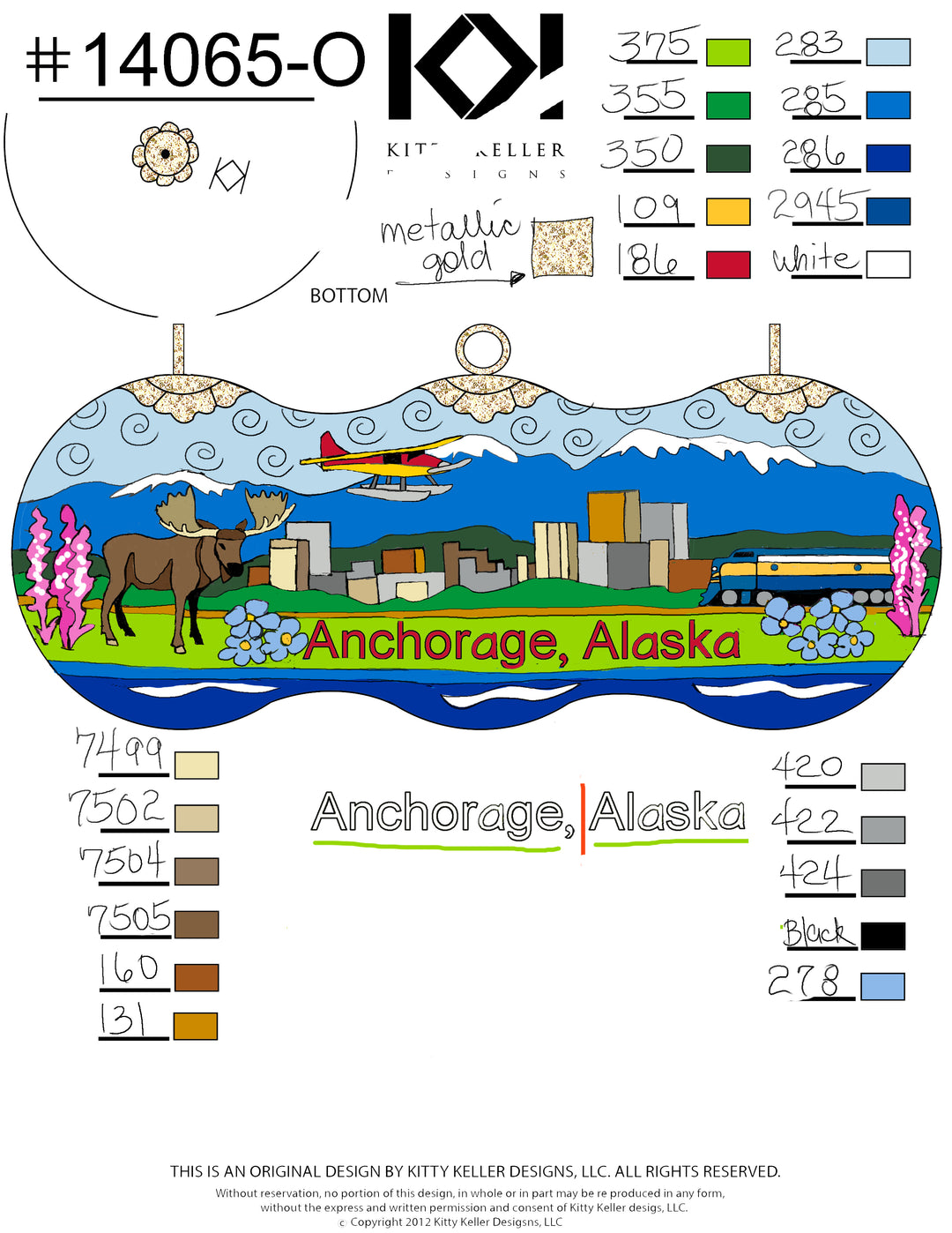 Anchorage Alaska Cityscape with Mountains Cloisonné Christmas Ornament