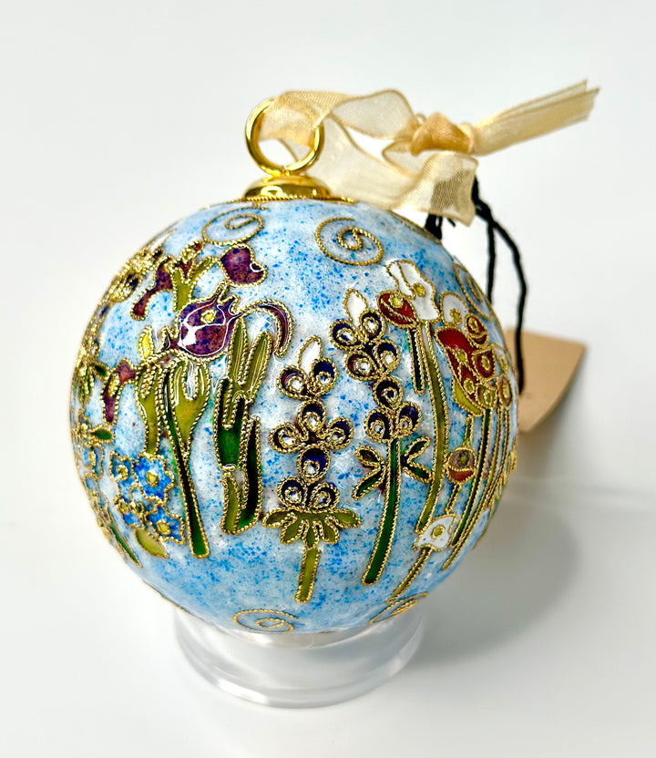 Wildflowers of Alaska Round Cloisonné Christmas Ornament - Blue
