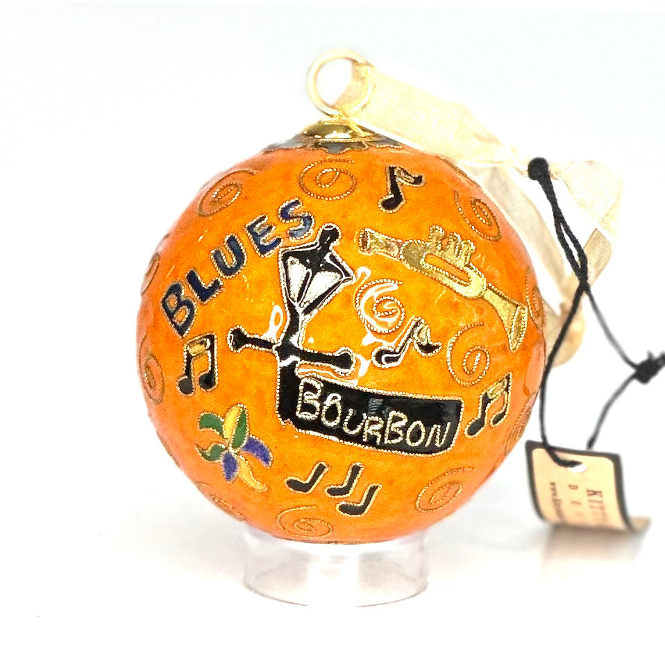 New Orleans Jazz Orange Cloisonné Christmas Ornament