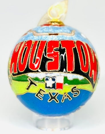 Houston Landscape Cloisonné Christmas Ornament