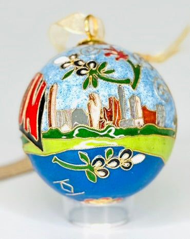 Houston Landscape Cloisonné Christmas Ornament