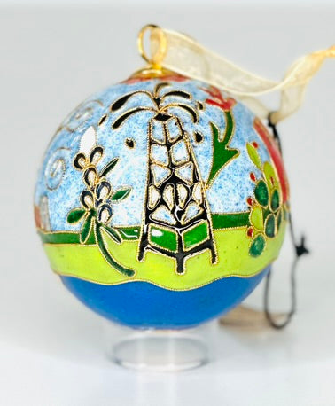 Houston Landscape Cloisonné Christmas Ornament