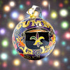 New Orleans Gumbo Ya-Ya with Icons Purple Background Round Closionne Orn