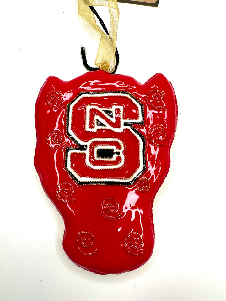 NC State Wolfpack Wolf Face Shape Cloisonné Christmas Ornament