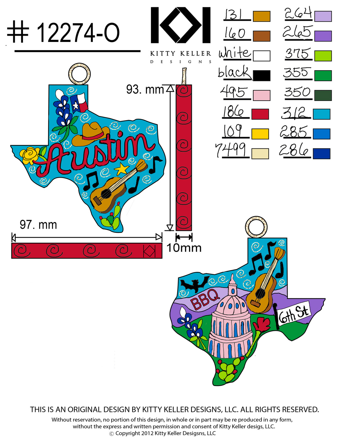 Austin - Texas State Shaped Ornament - Austin in Script/TX Icons