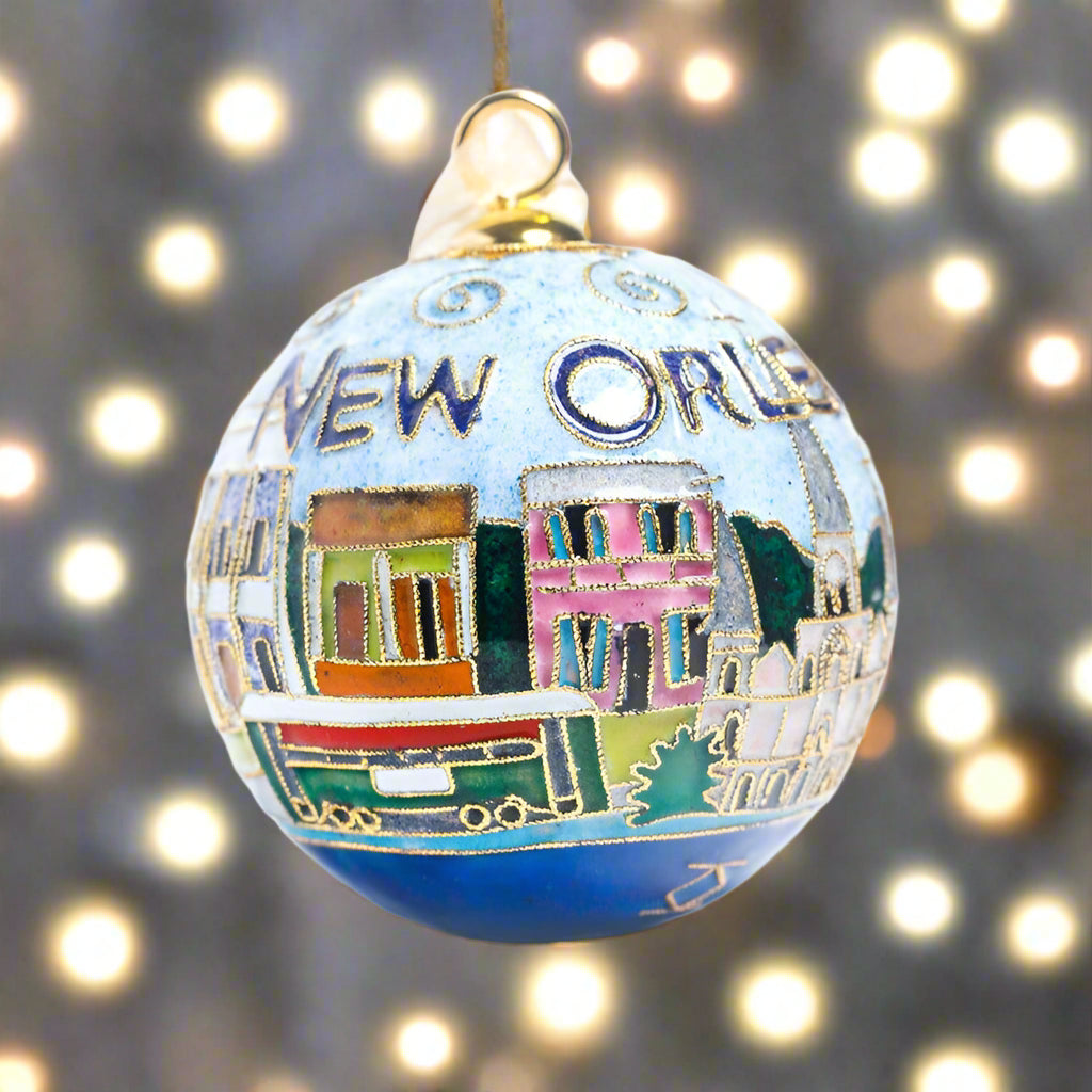 NOLA Cityscape Round Cloisonne Orn