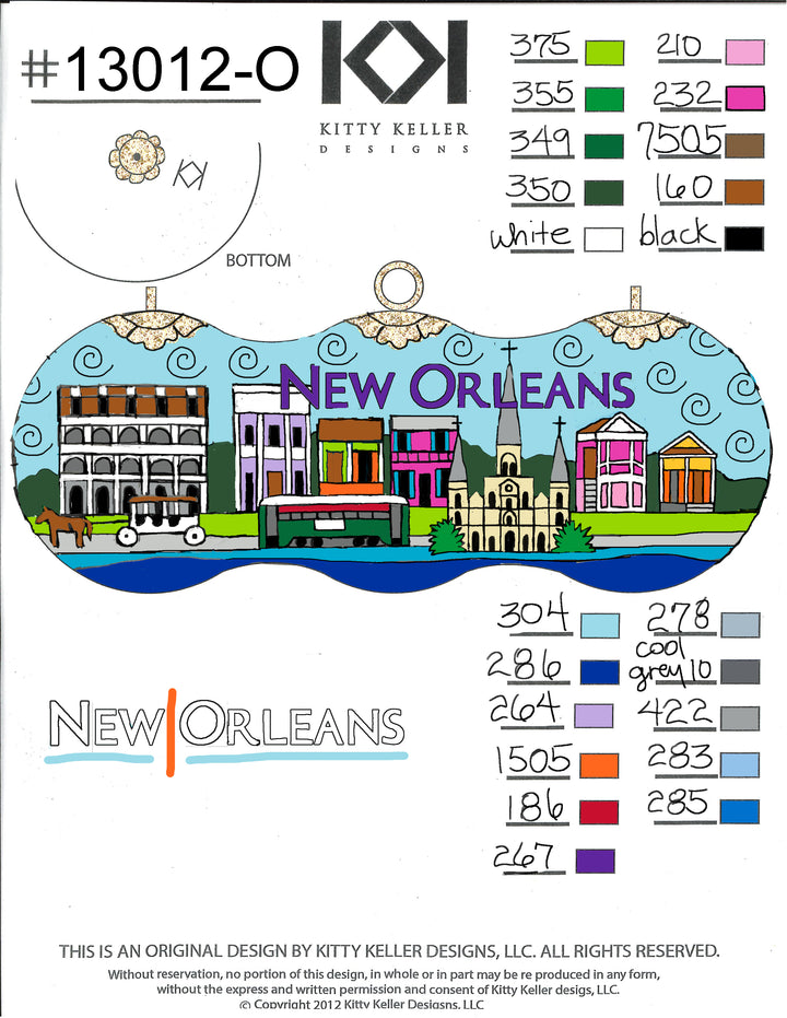 NOLA Cityscape Round Cloisonne Orn