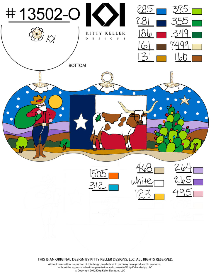 Texas Christmas with Santa & pack/State Flag & Steer/Cactus with Lights