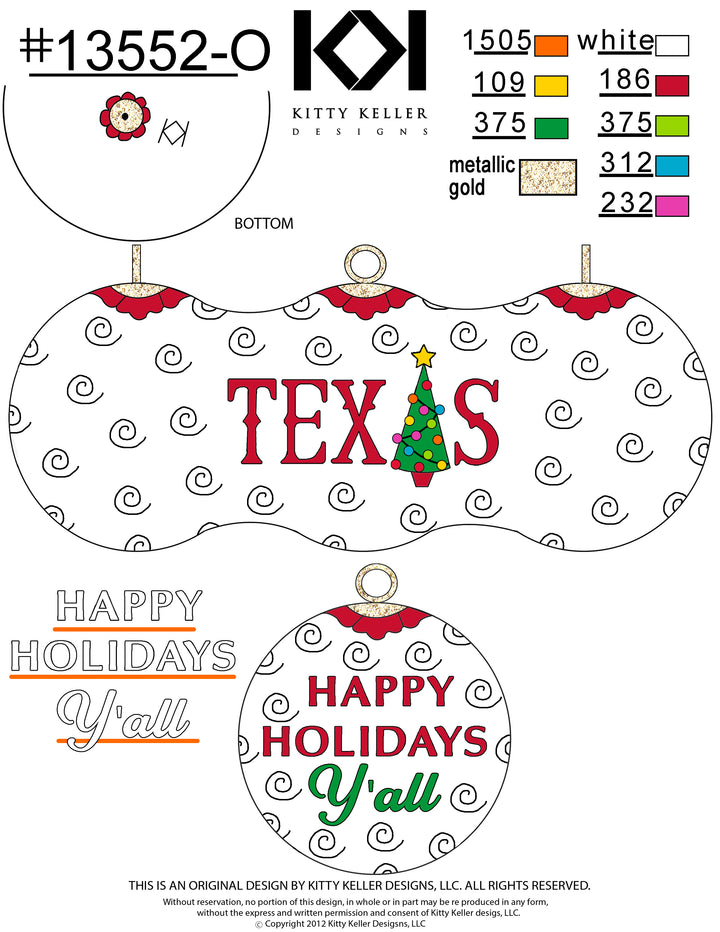 Happy Holidays Y'all/Texas/White BG