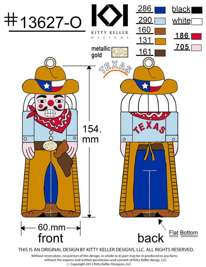 Texas Themed Cowboy Nutcracker Shaped Orn - TEXAS on back