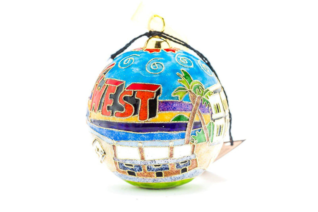 Key West Florida Round Cloisonné Christmas Ornament