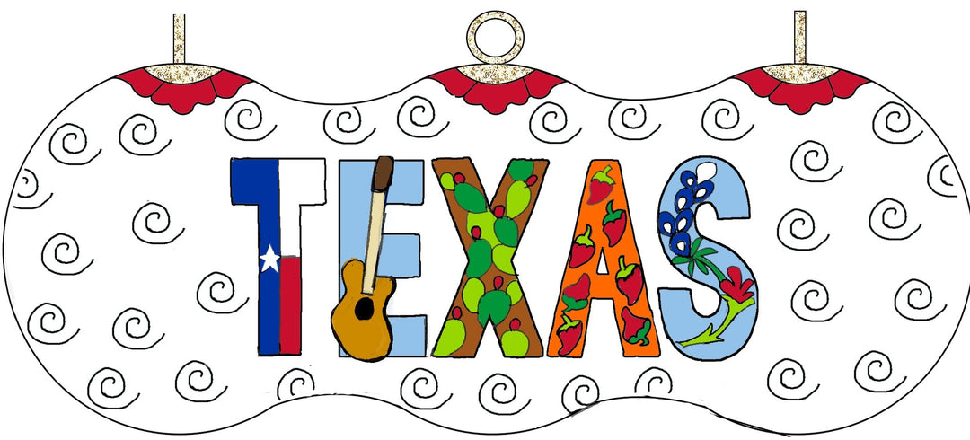 Texas Filled Letters Cloisonné Christmas Ornament