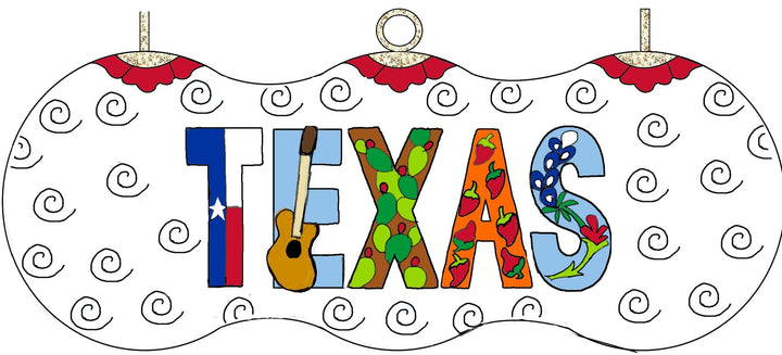 Texas Filled Letters Cloisonné Christmas Ornament