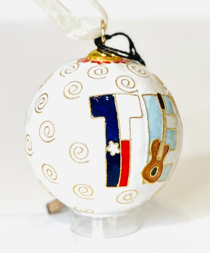 Texas Filled Letters Cloisonné Christmas Ornament