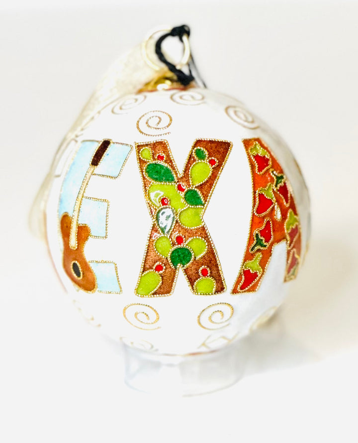 Texas Filled Letters Cloisonné Christmas Ornament