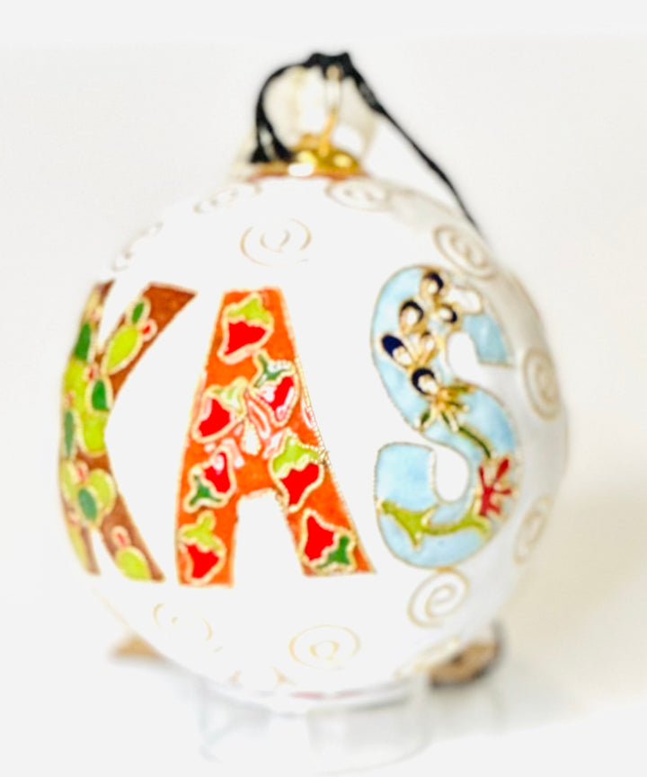 Texas Filled Letters Cloisonné Christmas Ornament