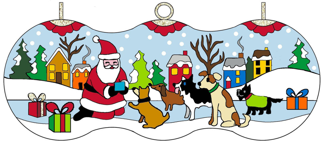 Santa Delights the Dogs Winter Village