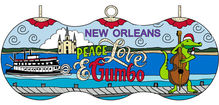 NOLA Peace, Love, and GUmbo Cloisonné Christmas Ornament