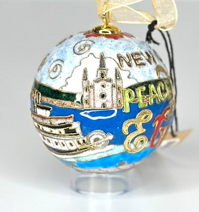 NOLA Peace, Love, and GUmbo Cloisonné Christmas Ornament