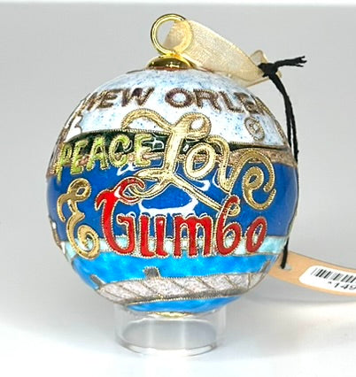 NOLA Peace, Love, and GUmbo Cloisonné Christmas Ornament