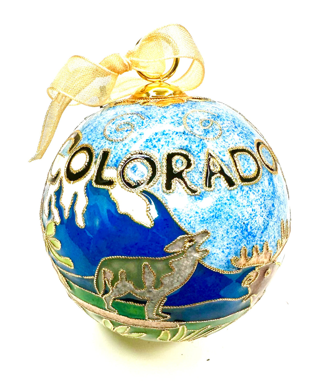 Colorado Wildlife in the Rocky Mountains Round Cloisonné Christmas Ornament