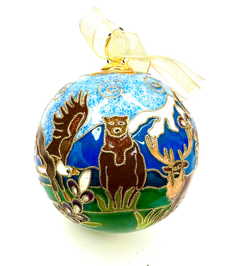 Colorado Wildlife in the Rocky Mountains Round Cloisonné Christmas Ornament