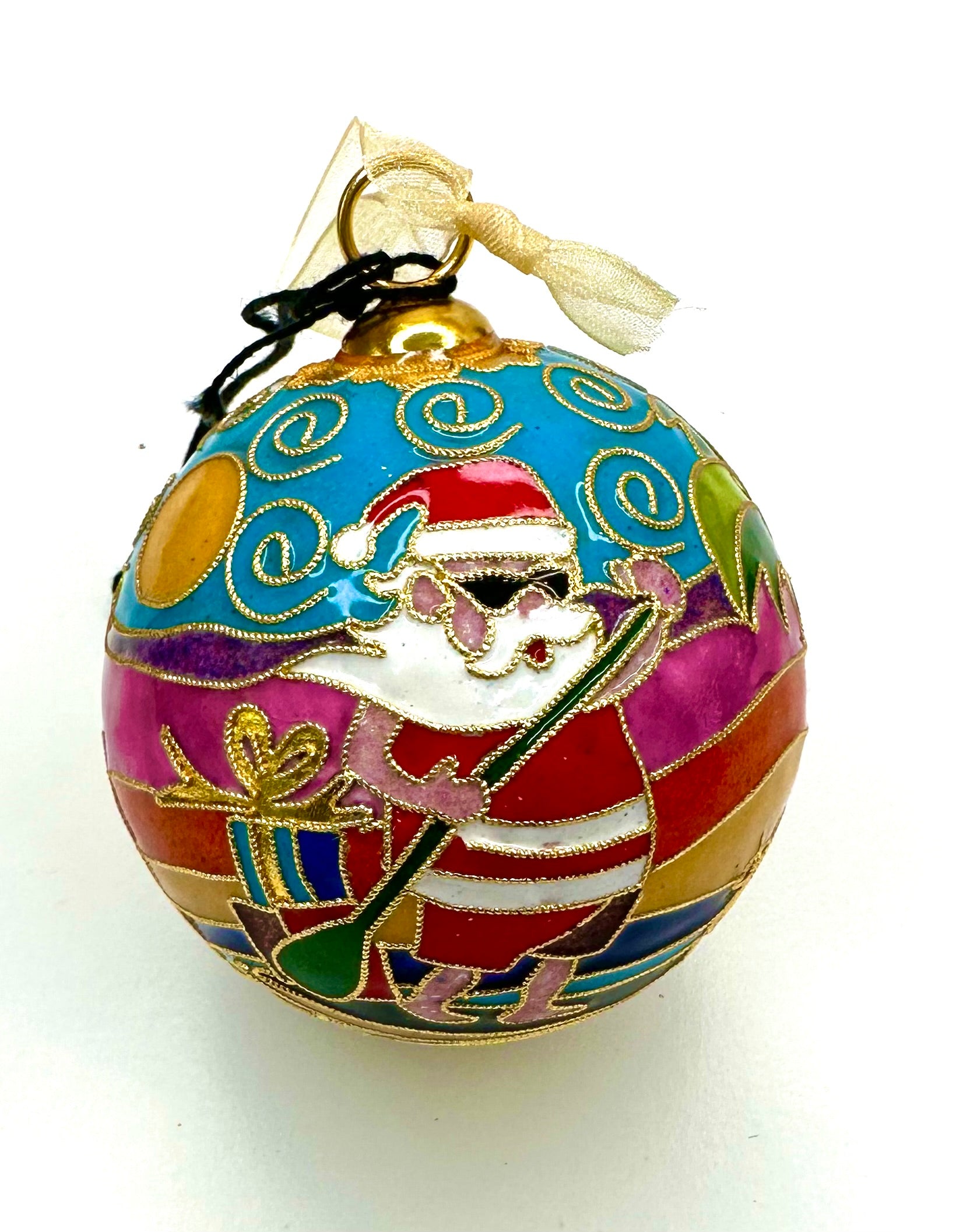 Surfside Santa Round Cloisonné Christmas Ornament – Kitty Keller Designs