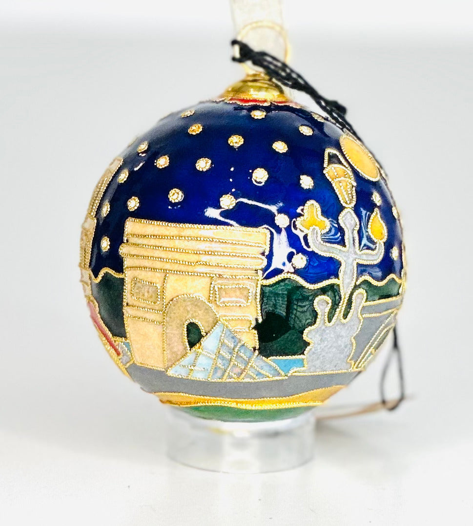 C'est La Vie Santa in Paris Round Cloisonné Christmas Ornament