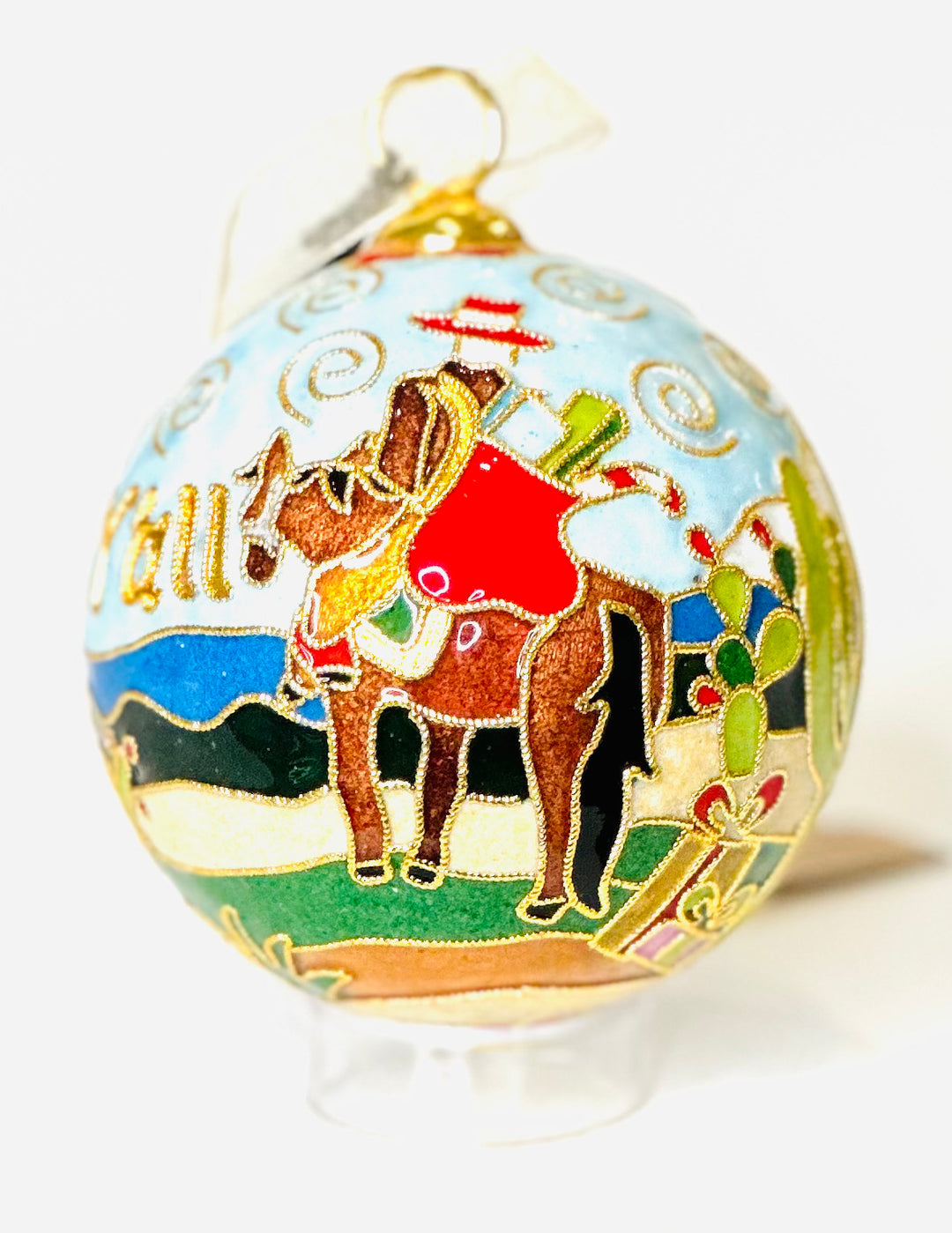 Texas Merry Christmas Y'all Round Cloisonné Christmas Ornament