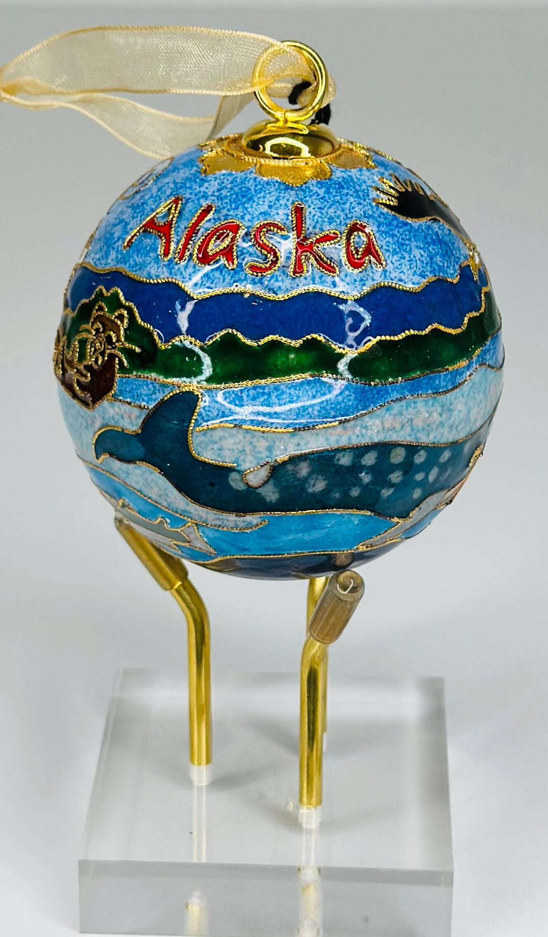 Alaska Water Scene Cloisonné Christmas Ornament