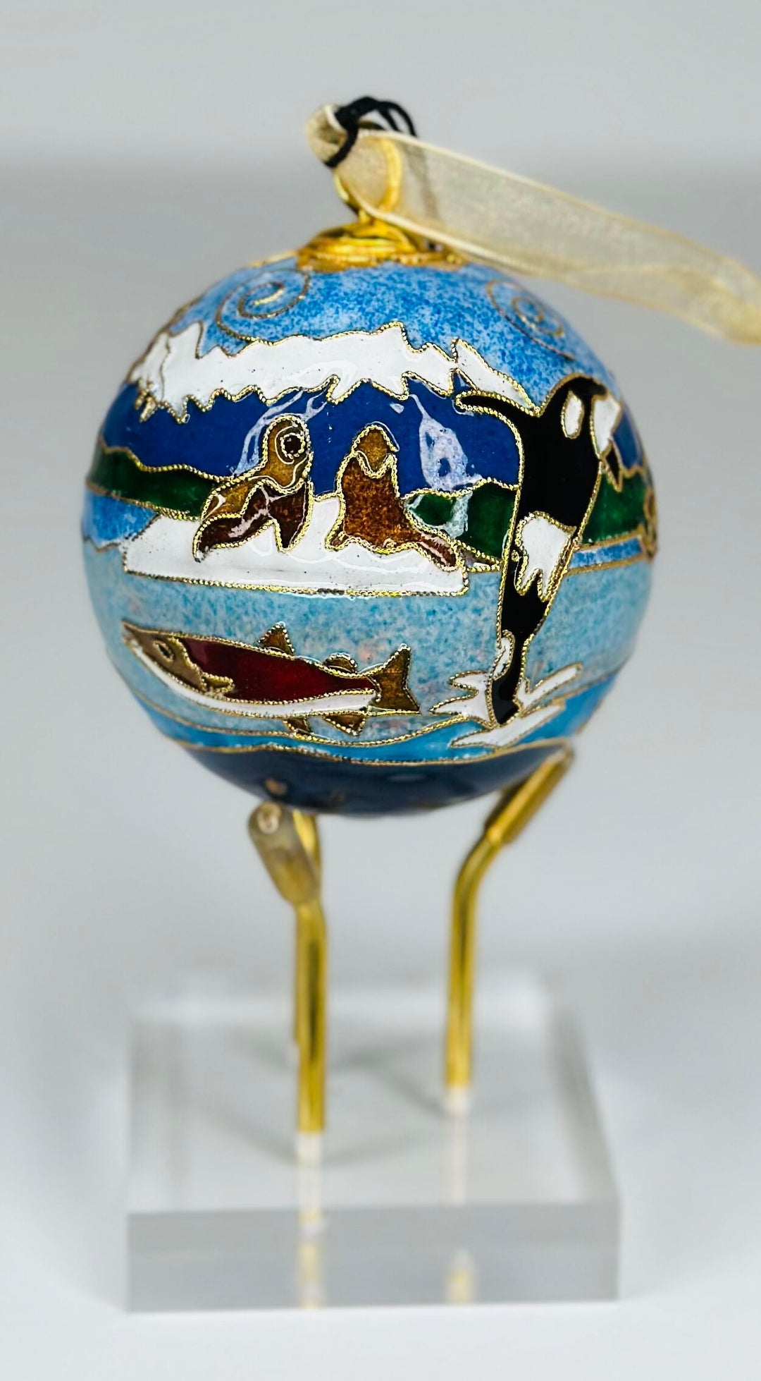 Alaska Water Scene Cloisonné Christmas Ornament