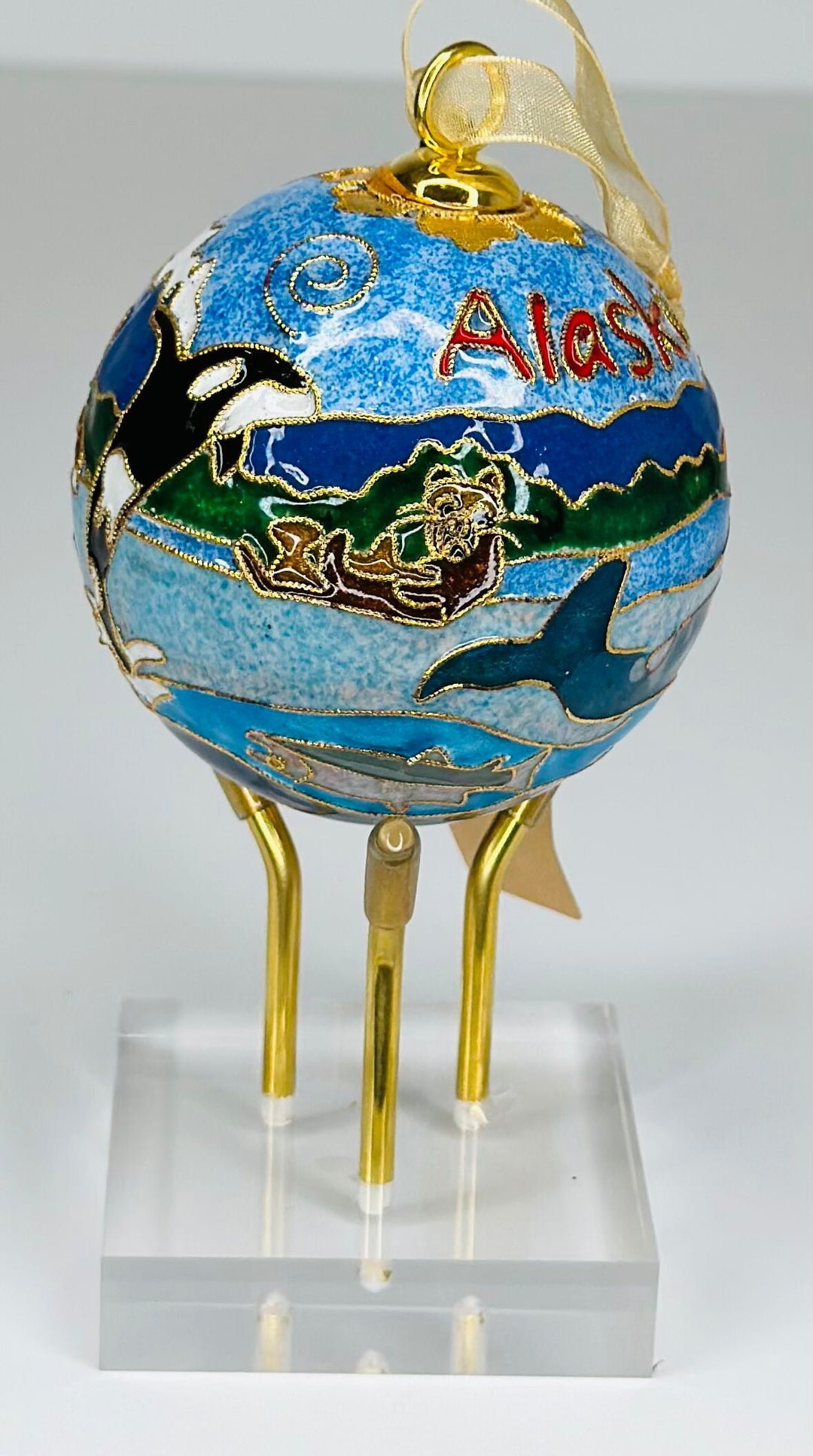 Alaska Water Scene Cloisonné Christmas Ornament