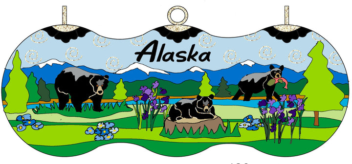 Black Bears of Alaska Cloisonné Christmas Ornament