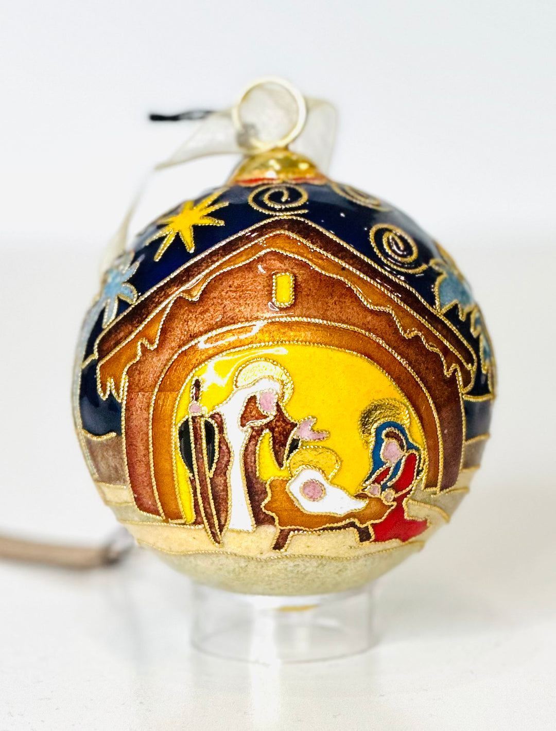 "Away in a Manger" #2 Nativity Round Cloisonné Christmas Ornament