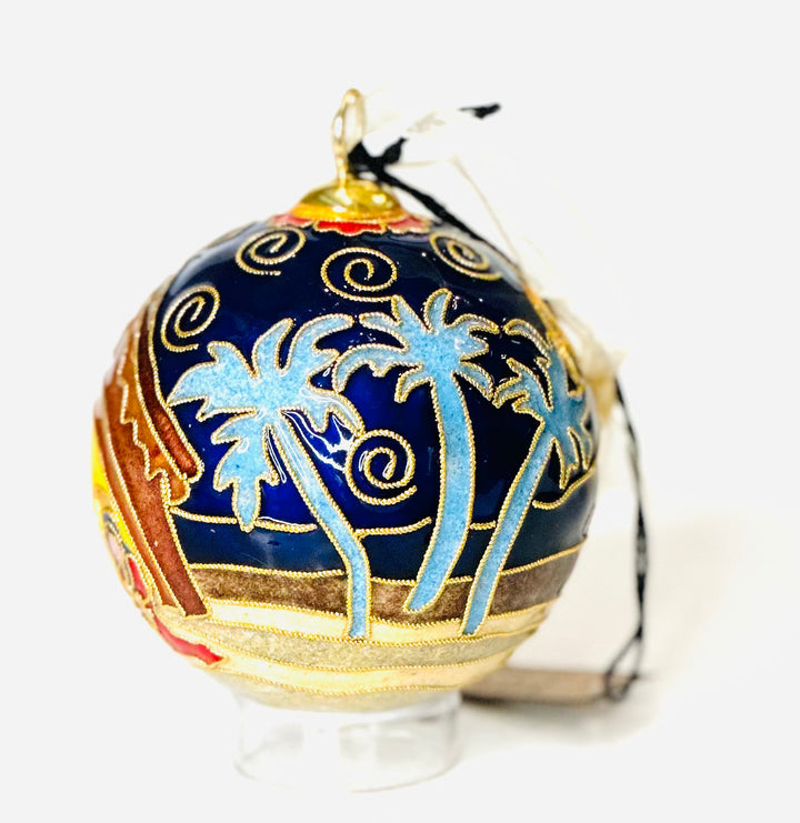 "Away in a Manger" #2 Nativity Round Cloisonné Christmas Ornament