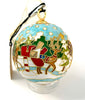 Santa's Sleigh in North Pole with Elf and Reindeer Round Cloisonné Christmas Ornament