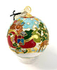 Santa's Sleigh in North Pole with Elf and Reindeer Round Cloisonné Christmas Ornament