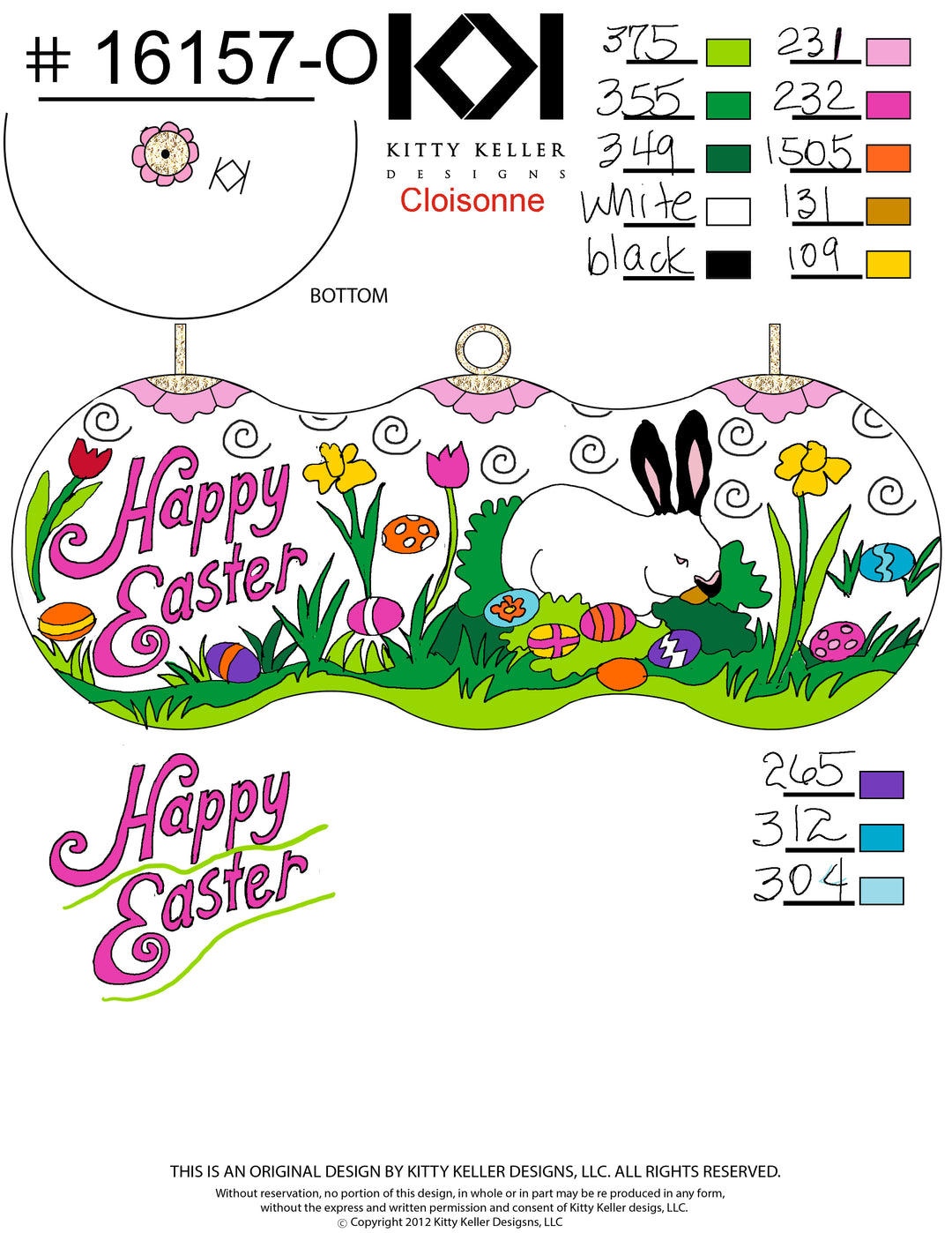 Happy Easter with Bunny and Flowers
