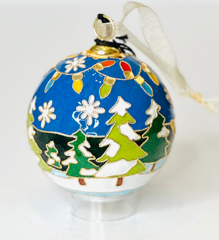 "Jingle Bell Rock" Santa Band Round Cloisonné Christmas Ornament